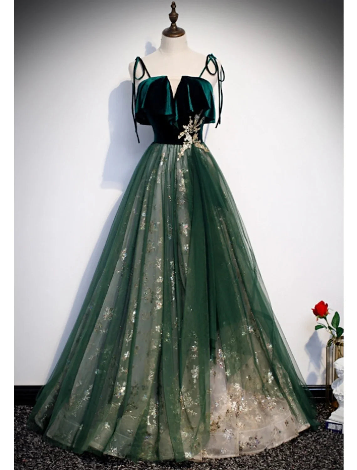 A-Line Spaghetti Strap Sequin Sleeveless Floor-Length Prom Dress - Chloe Dress