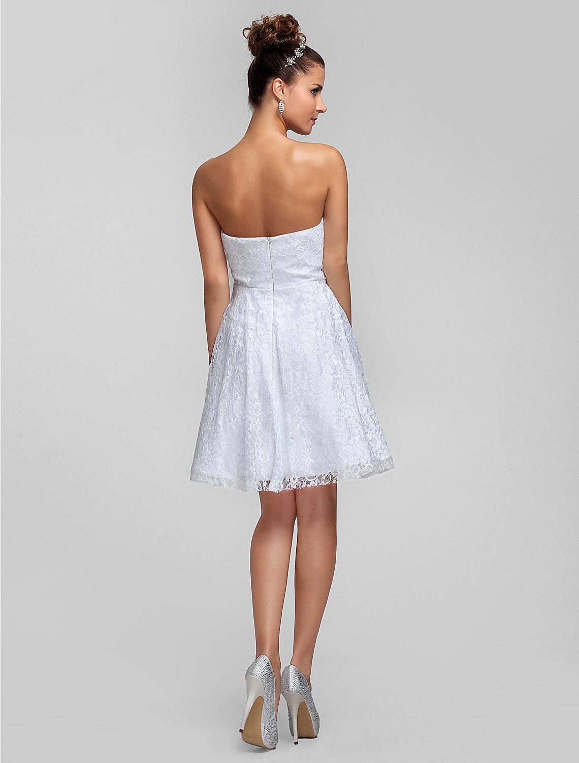A-Line Sweetheart Lace Sleeveless Knee-Length Wedding Dress - Chloe Dress