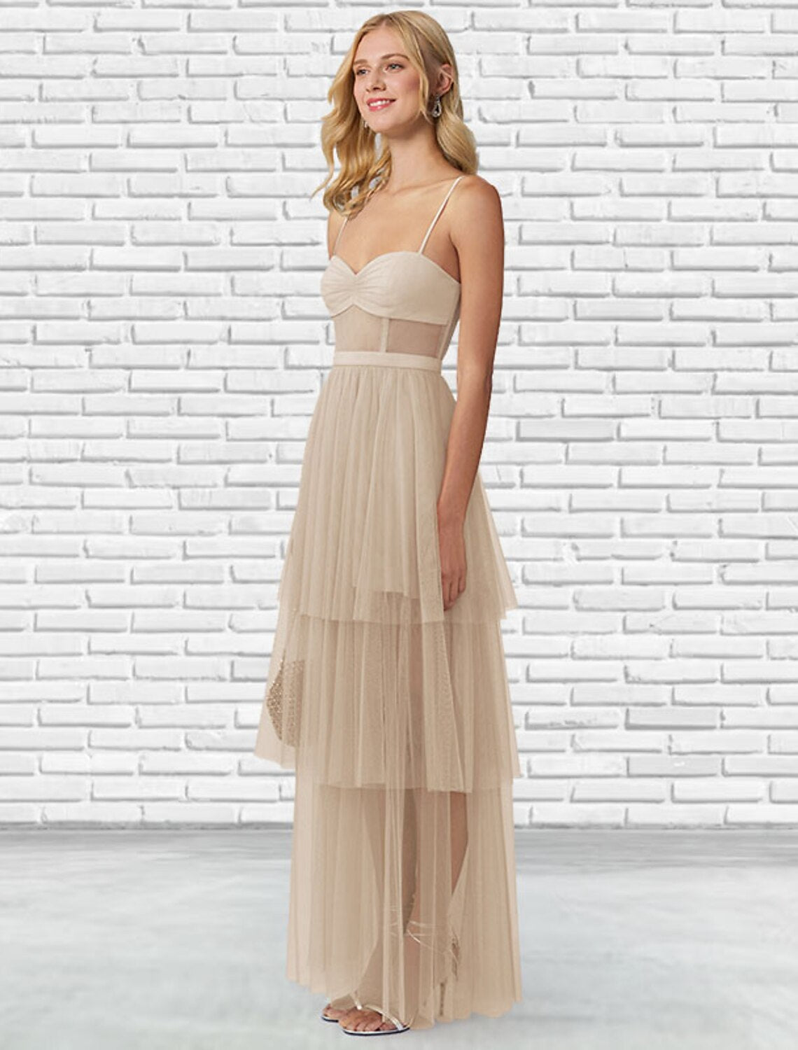 Ball Gown Sweetheart Tulle Sleeveless Backless Tiered Floor-Length Prom Gown - Chloe Dress