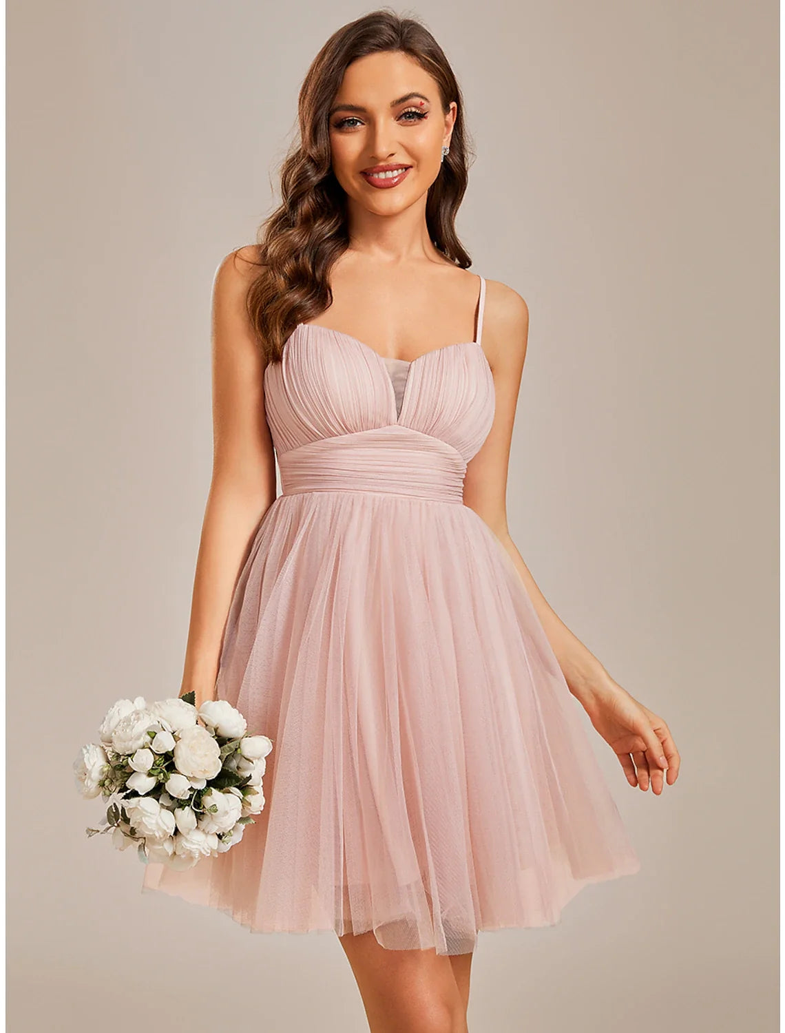 A-Line Spaghetti Strap Tulle Sleeveless Mini Cocktail Dress - Chloe Dress