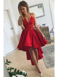 A-Line V-Neck Satin Sleeveless Pleated Prom Dress - Chloe Dress