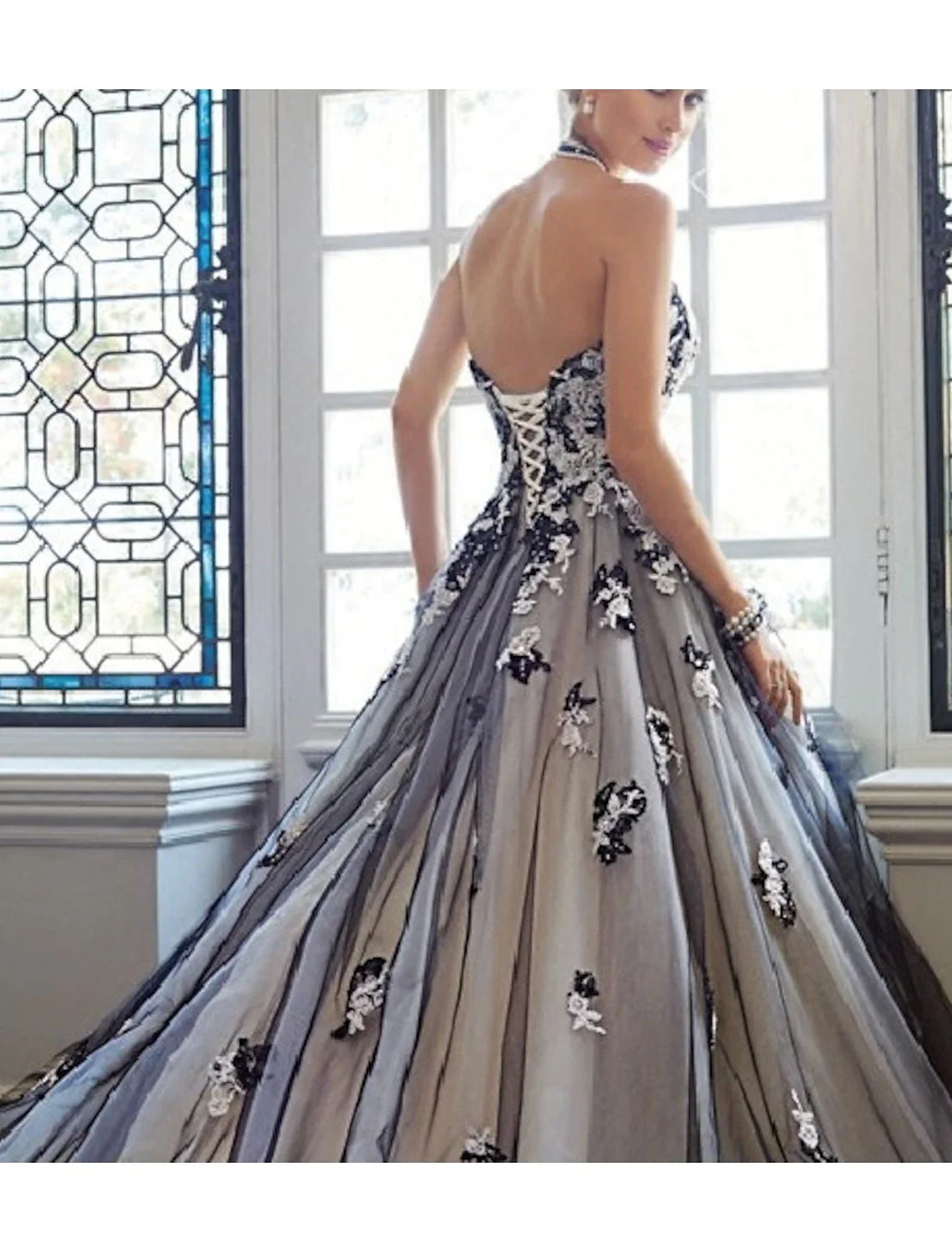 Ball Gown Sweetheart Lace Train Wedding Gown - Chloe Dress