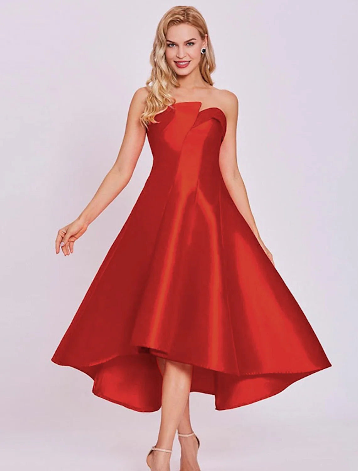 A-Line Strapless Satin Sleeveless Mini Wedding Dress - Chloe Dress