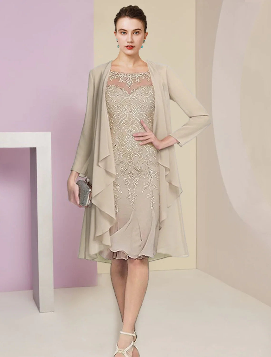 Mermaid Chiffon Pleated Knee-Length Wedding Dress - Chloe Dress