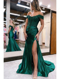 Mermaid Off-Shoulder Silk Sleeveless High Slit Evening Gown - Chloe Dress