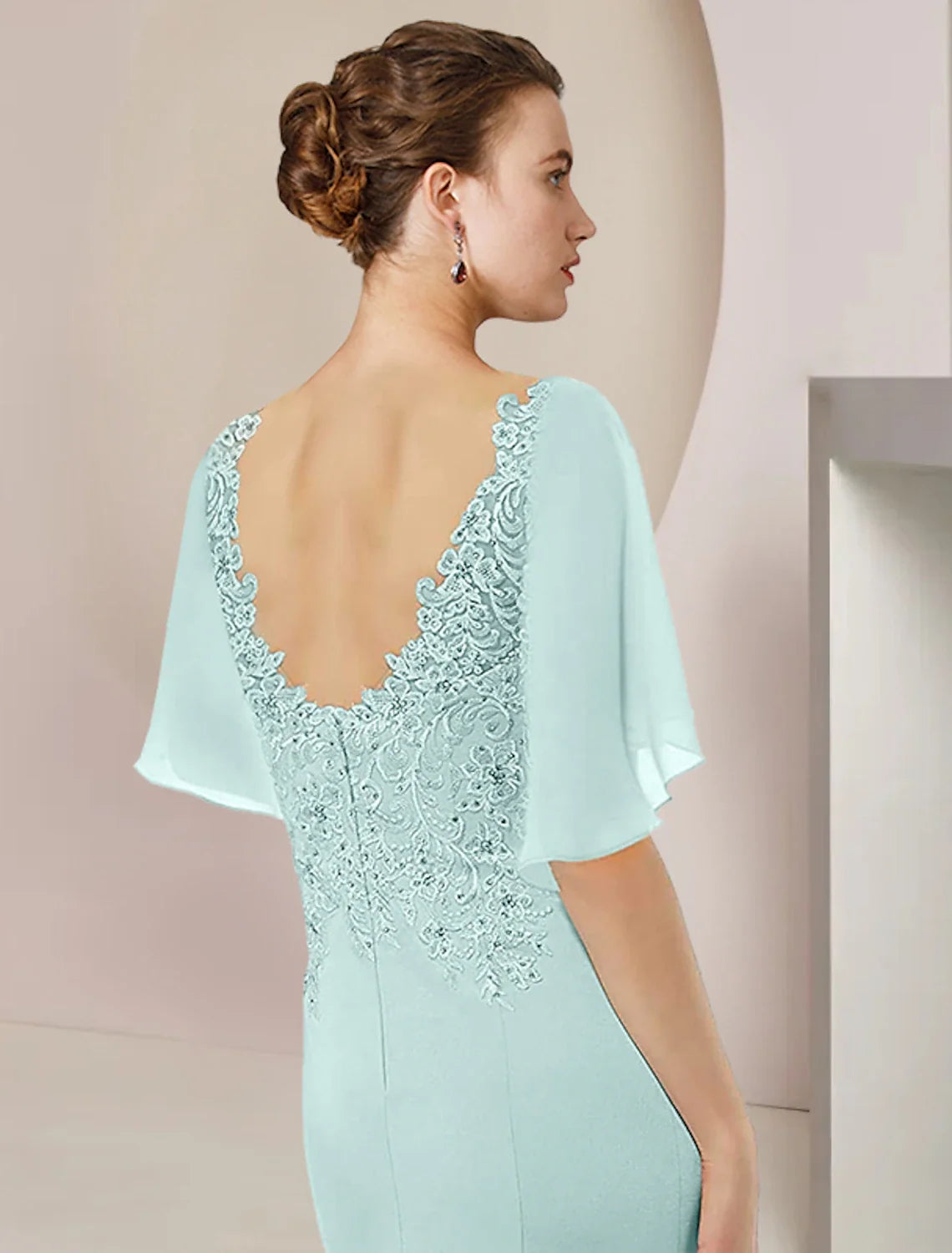 A-Line V-Neck Chiffon Short Sleeve Pleated Mini Wedding Dress - Chloe Dress