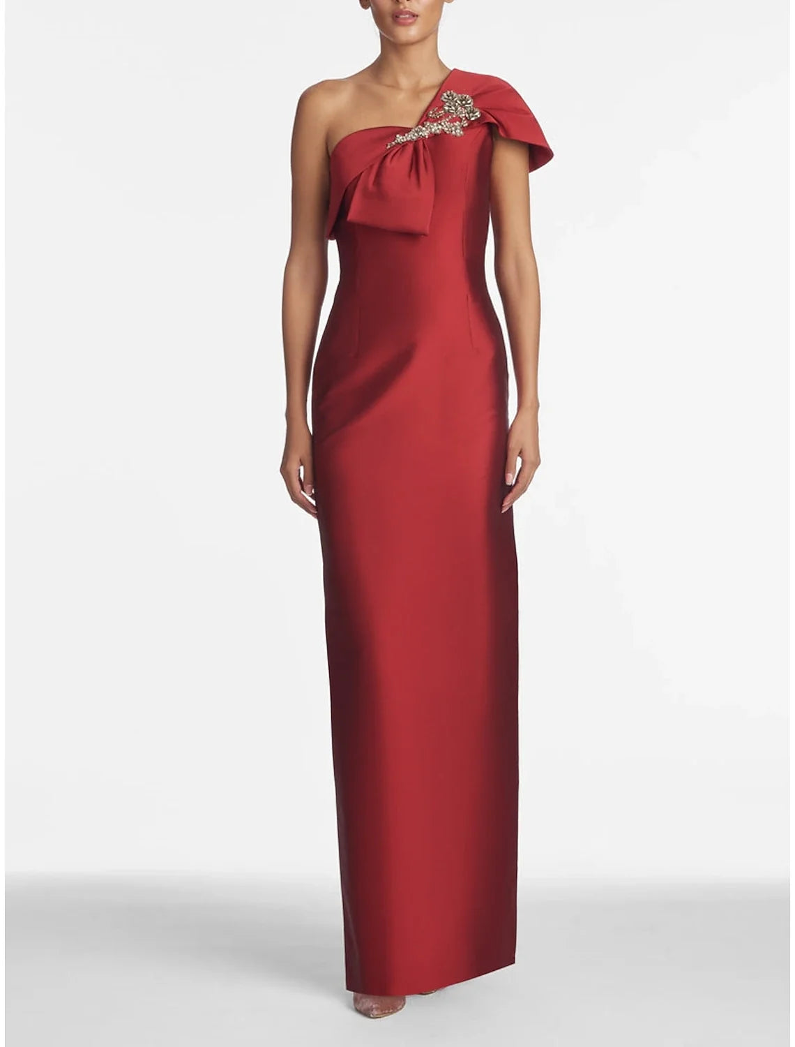 Sheath One-Shoulder Satin Sleeveless Floor-Length Evening Gown - Chloe Dress