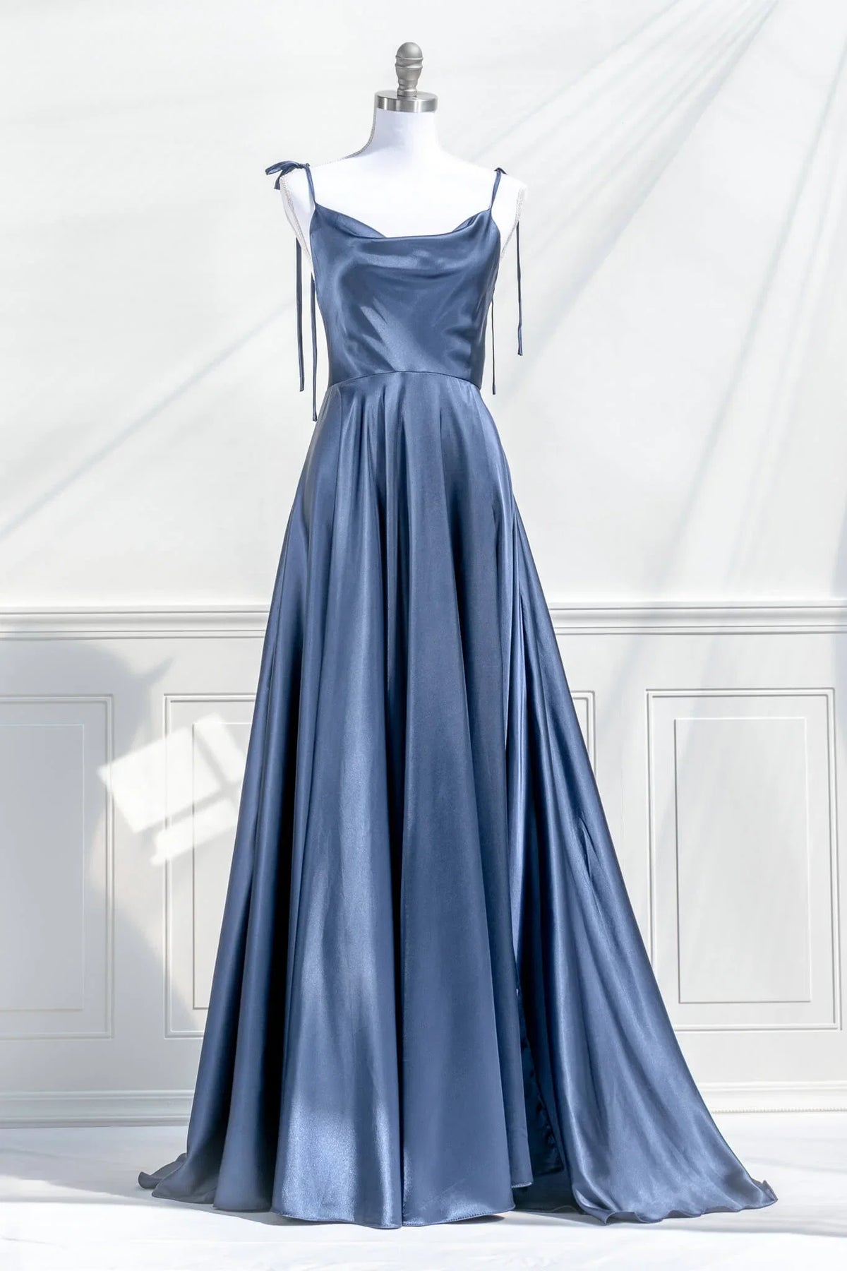 Off-Shoulder Satin Backless Prom Dress - Chloe Dress