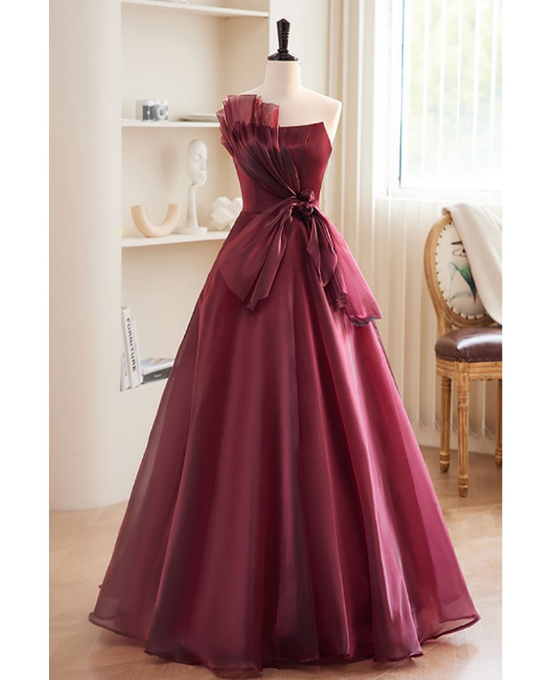 Wine Princess Strapless Sleeveless Backless Prom Dress - Chloe Dress