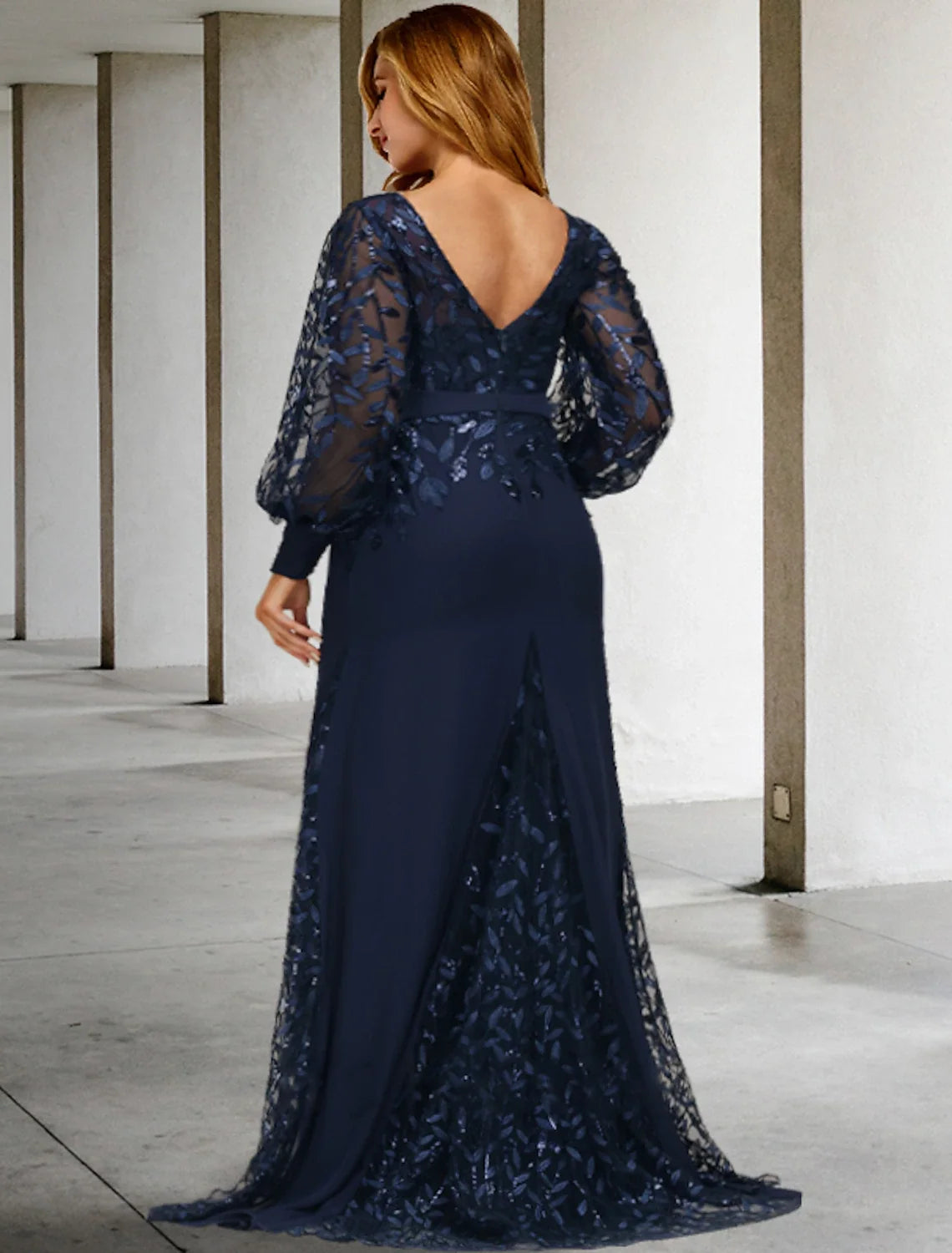 Mermaid Chiffon Long Sleeve Ruffled Formal Dress - Chloe Dress