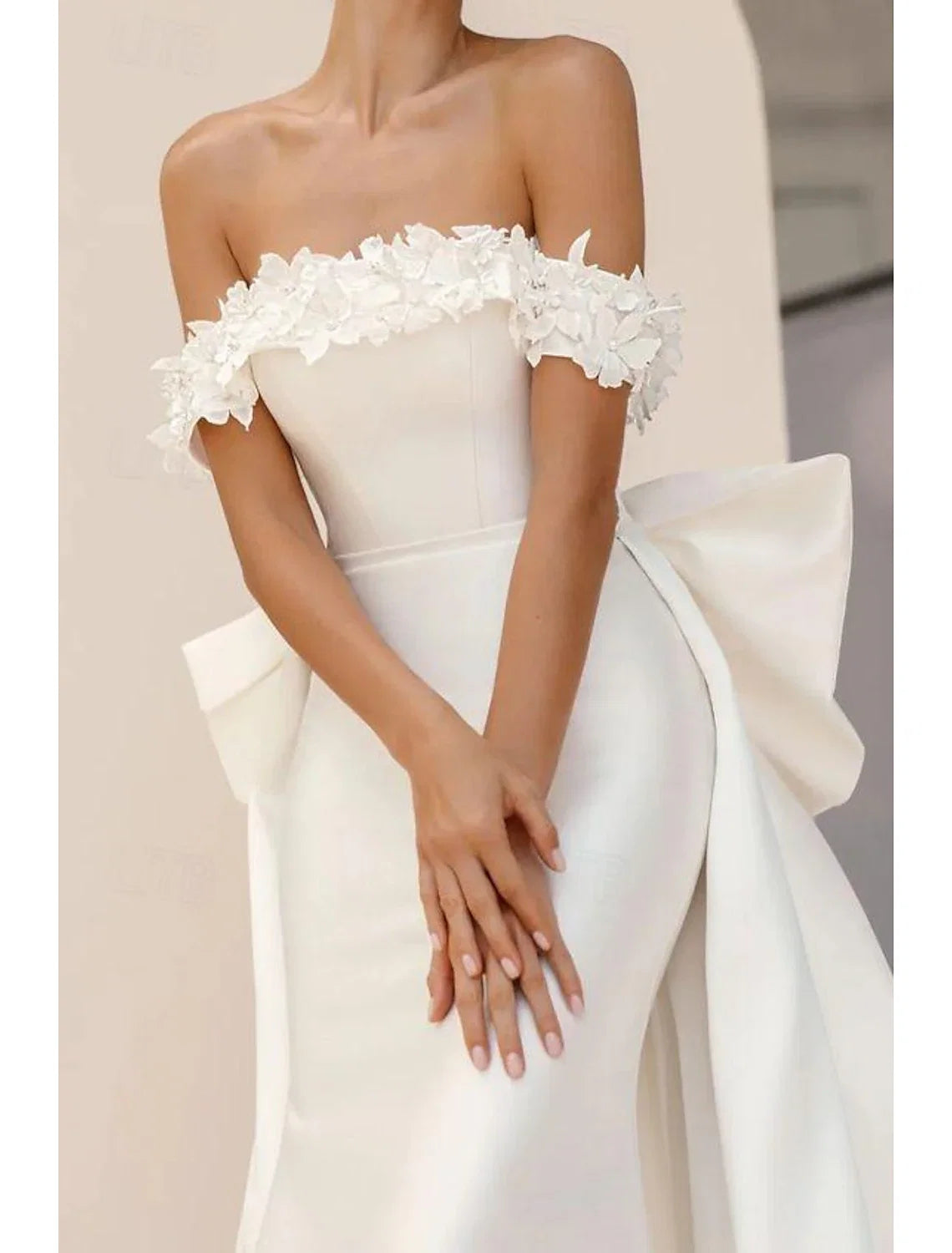 Square Neck Sleeveless Train Wedding Gown - Chloe Dress
