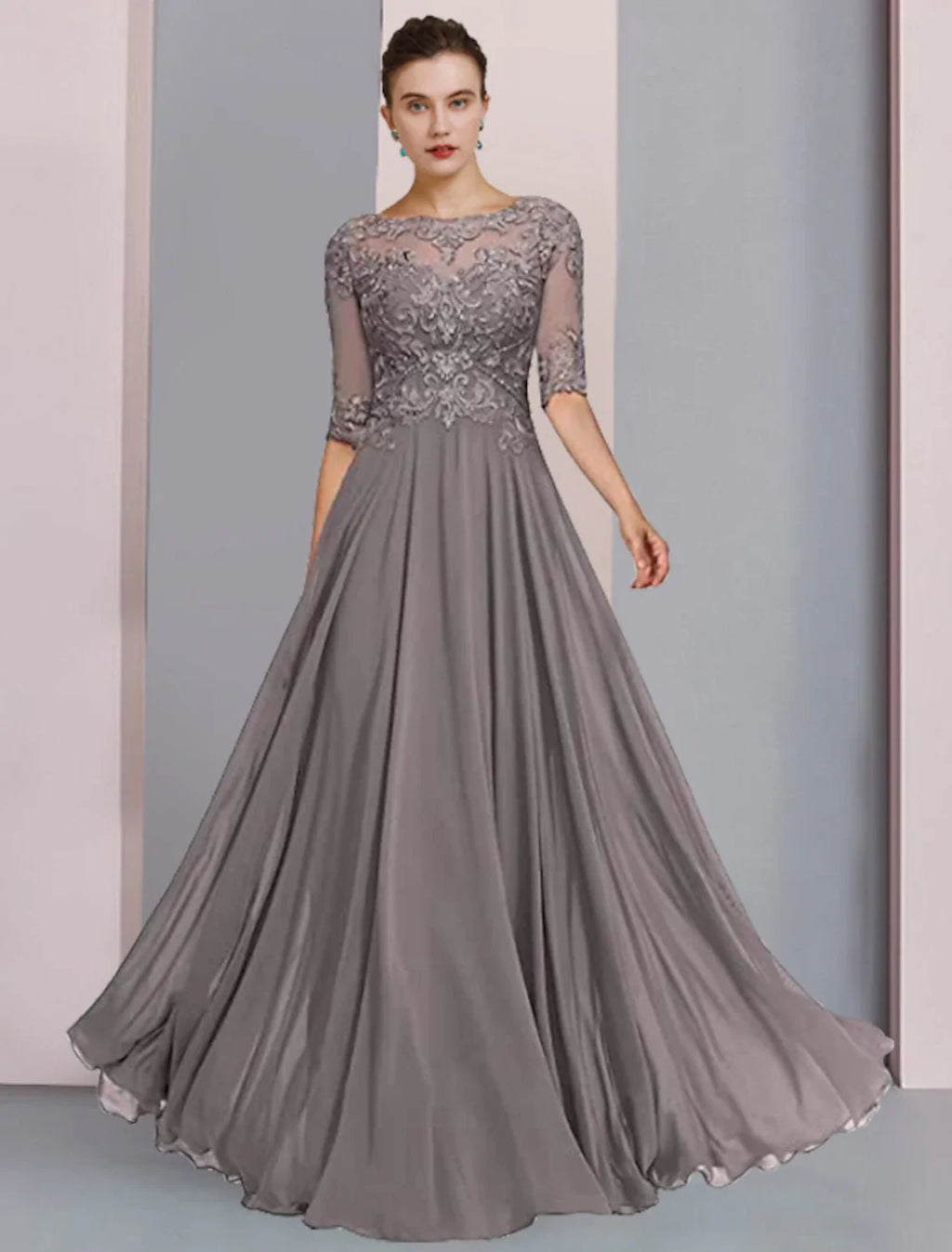 A-Line Chiffon Pleated Floor-Length Wedding Dress - Chloe Dress