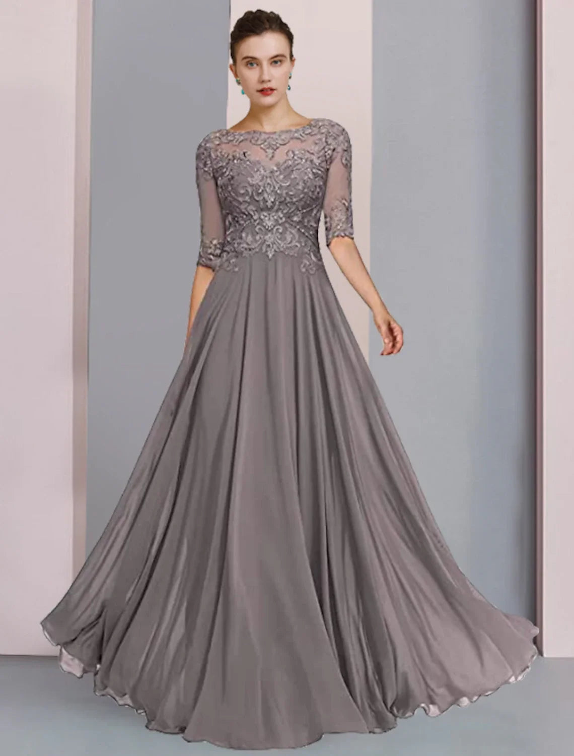 A-Line Chiffon Pleated Floor-Length Wedding Dress - Chloe Dress