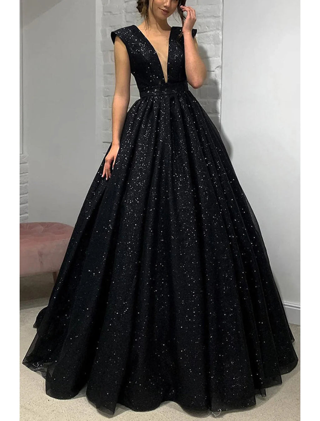 A-Line V-Neck Tulle Sleeveless Backless Pleated Prom Gown - Chloe Dress