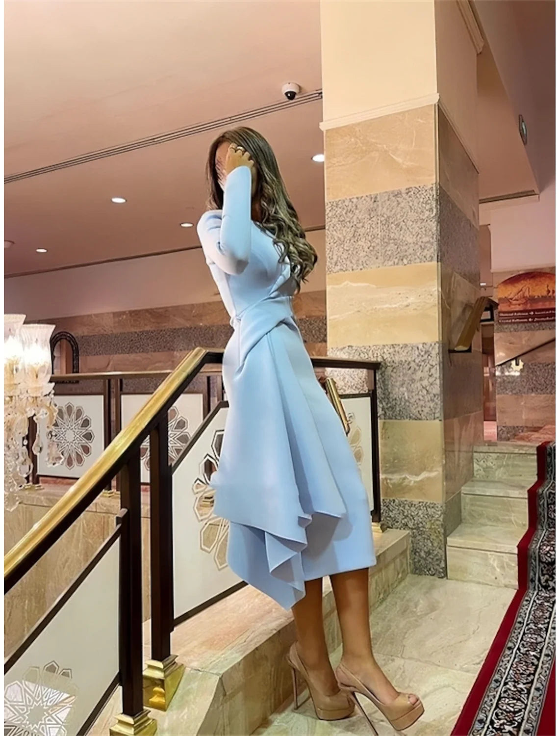 Sheath Long Sleeve Pleated Knee-Length Cocktail Dress - Chloe Dress