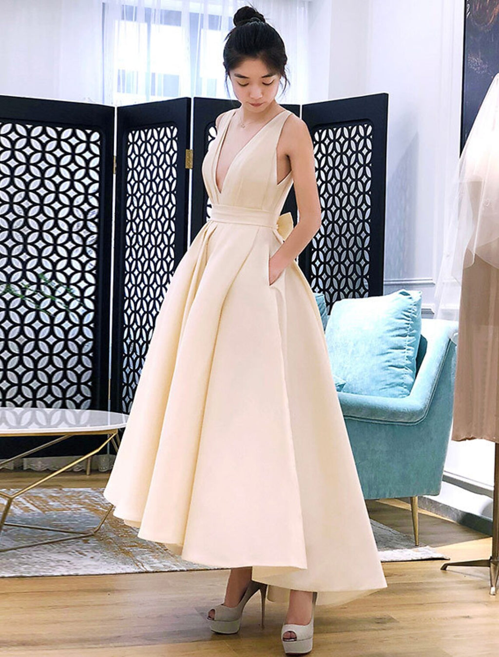 Champagne Mini Evening Dress - Chloe Dress
