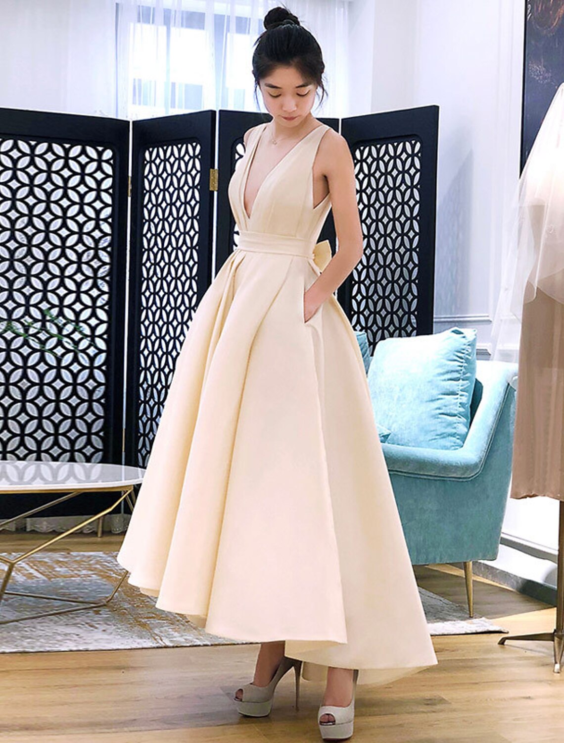 Champagne Mini Evening Dress - Chloe Dress