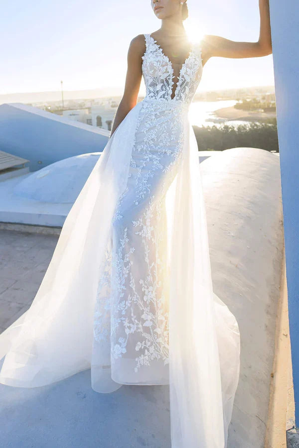 V-Neck Lace Wedding Dress - Chloe Dress
