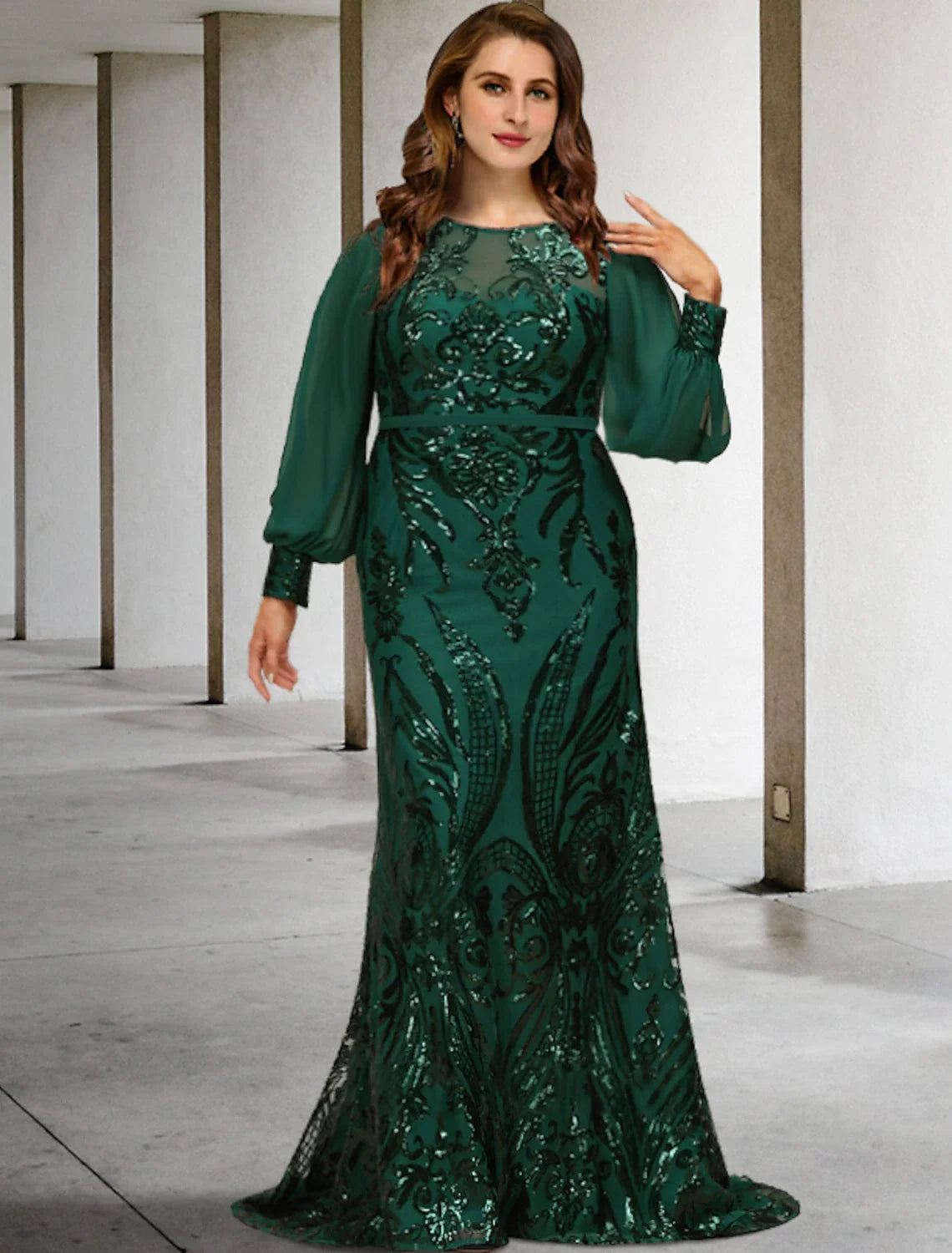 Mermaid Chiffon Long Sleeve Train Wedding Dress - Chloe Dress