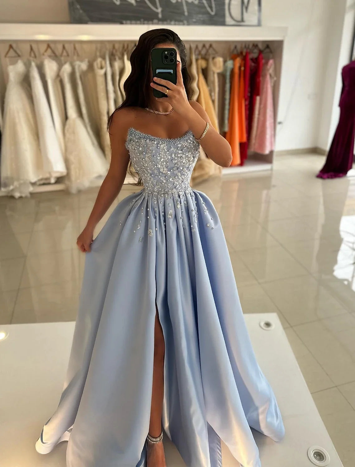 Mermaid One-Shoulder Sequin Sleeveless Ruffled Floor-Length Prom Dress - Chloe Dress