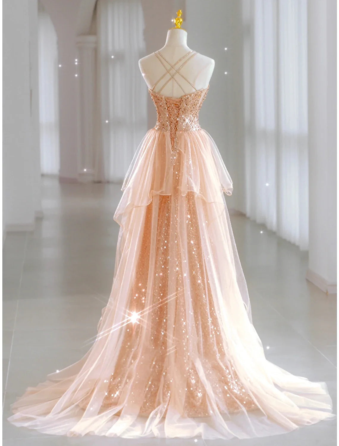 A-Line Sweetheart Tulle Sleeveless Floor-Length Prom Dress - Chloe Dress