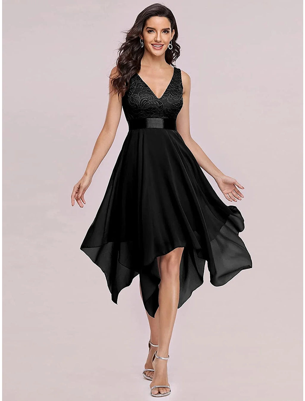 A-Line V-Neck Chiffon Sleeveless Asymmetric Wedding Dress - Chloe Dress