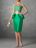 Sheath Satin Long Sleeve High Slit Knee-Length Cocktail Dress - Chloe Dress
