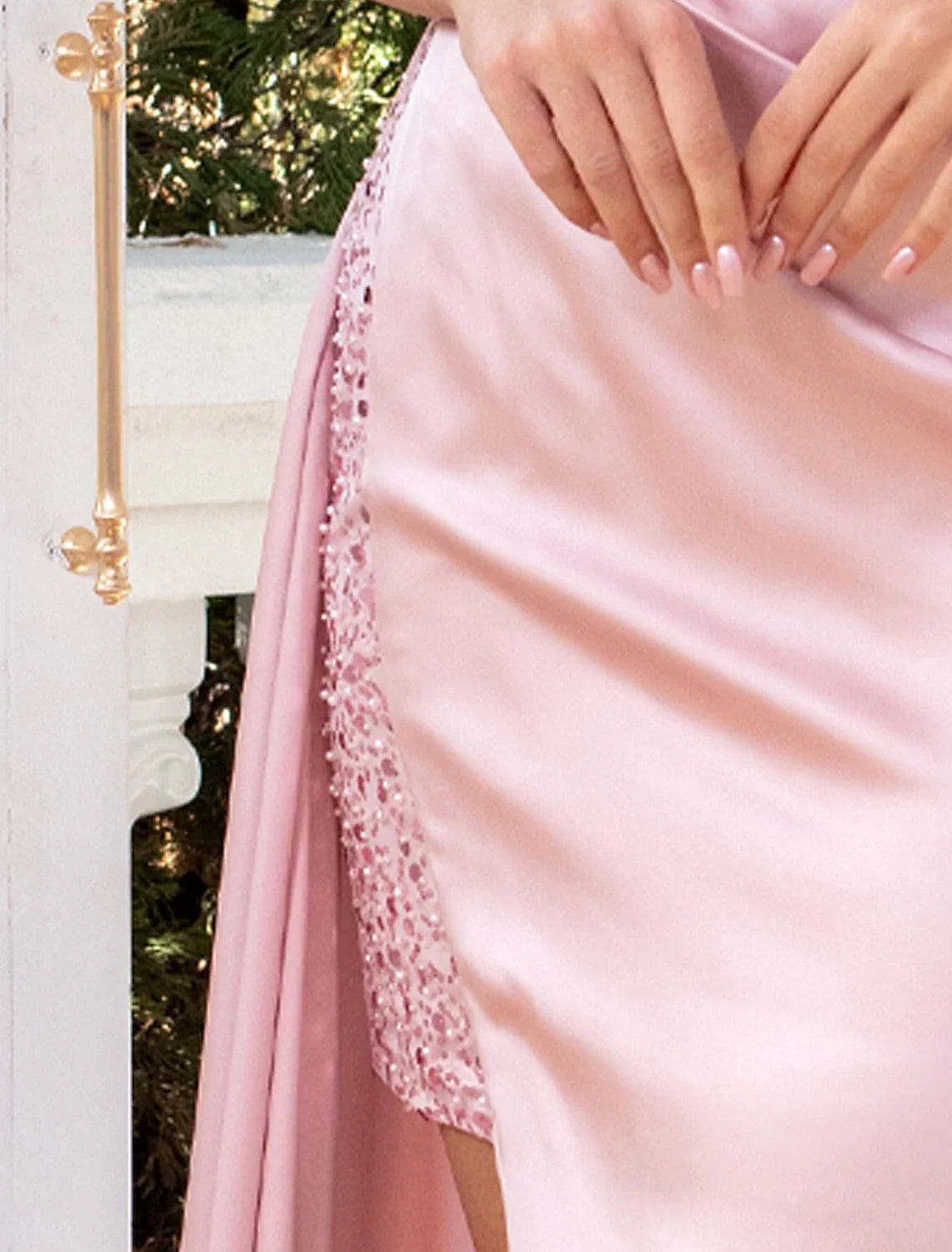 Sheath One-Shoulder Satin Sleeveless High Slit Evening Gown - Chloe Dress