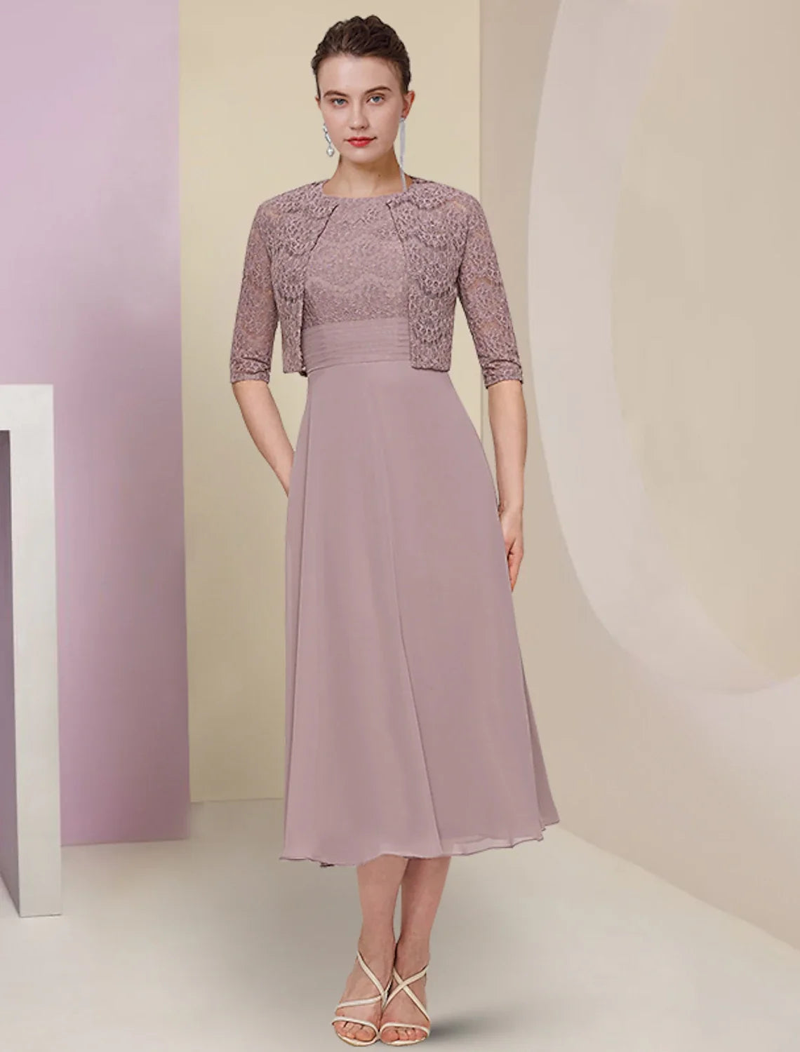 Chiffon Tea-Length Wedding Dress - Chloe Dress