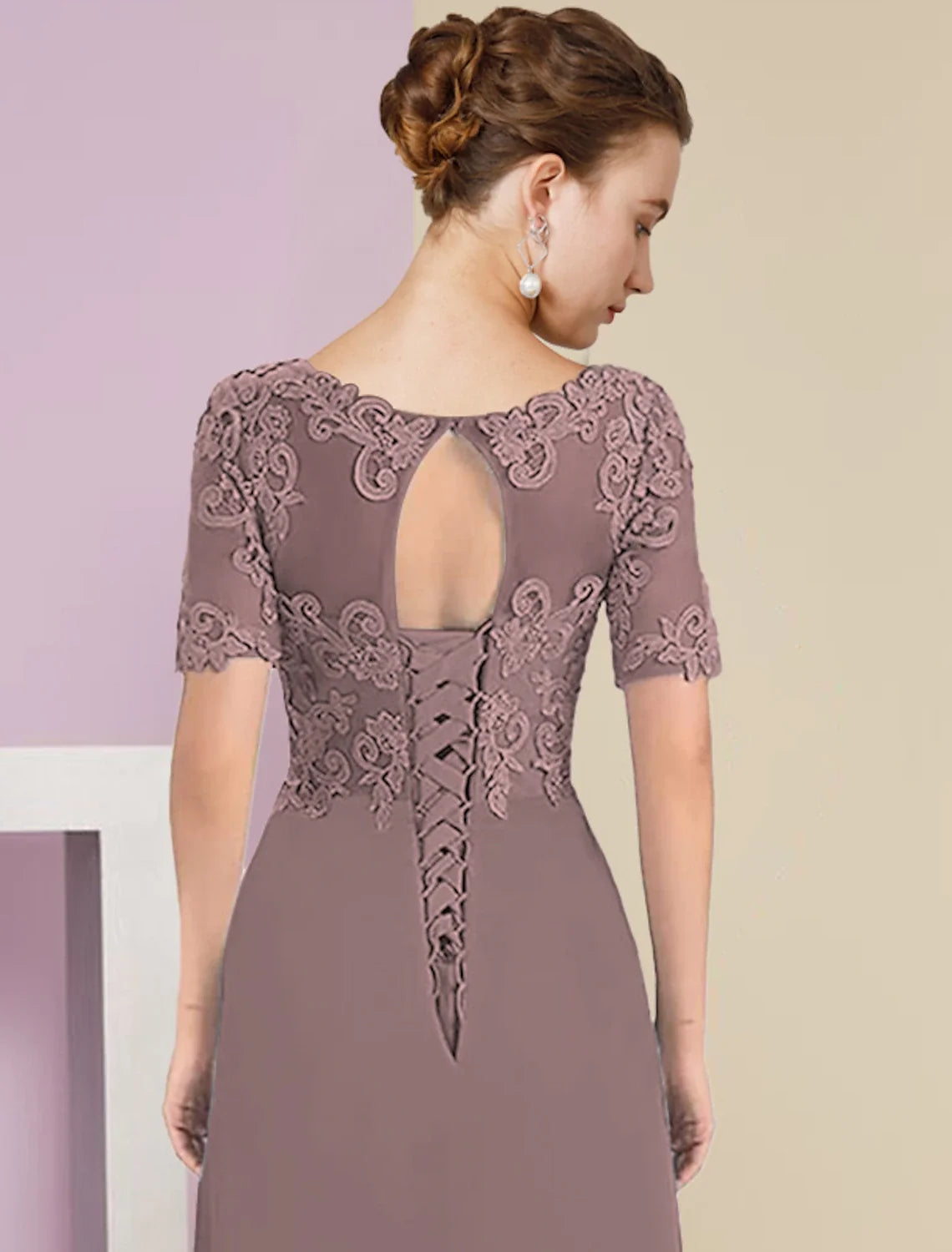 A-Line V-Neck Chiffon Short Sleeve Wrap Mini Wedding Dress - Chloe Dress