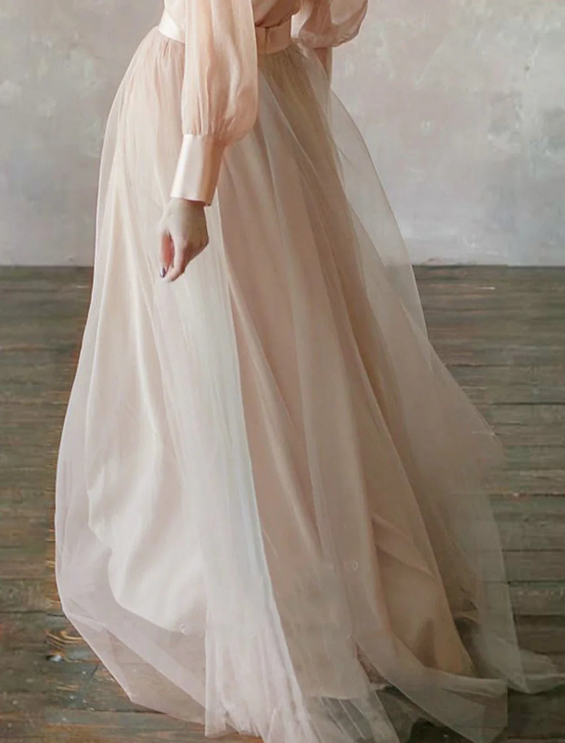 Chiffon Long Sleeve Floor-Length Wedding Dress - Chloe Dress