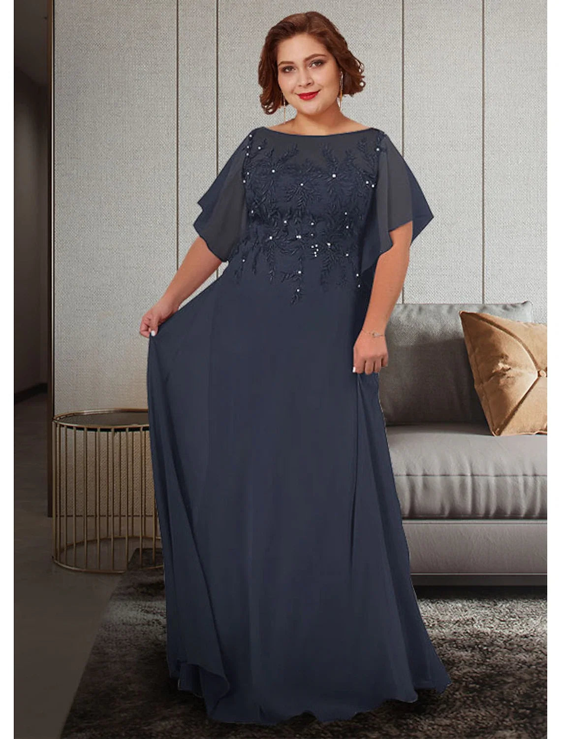 A-Line Chiffon Applique Floor-Length Dress - Chloe Dress