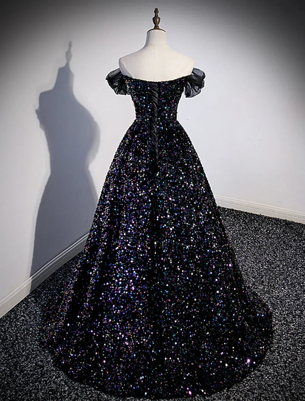 Ball Gown Off-Shoulder Sequin Sleeveless Pleated Prom Gown - Chloe Dress