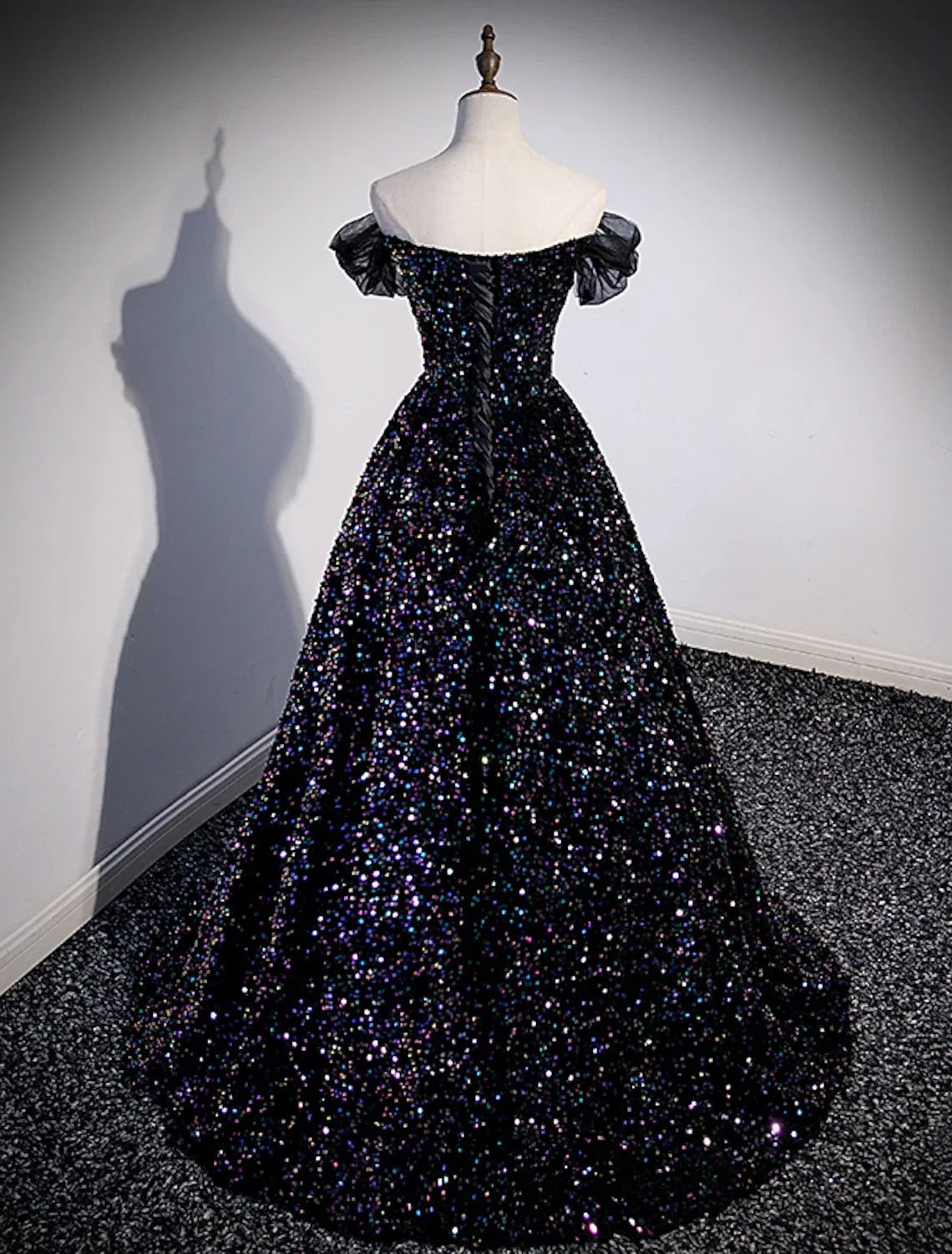 Ball Gown Off-Shoulder Sequin Sleeveless Pleated Prom Gown - Chloe Dress