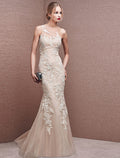 White Mermaid Illusion Lace Sleeveless Applique Floor-Length Evening Dress - Chloe Dress