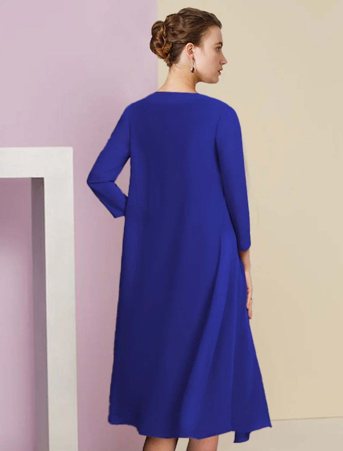 Sheath V-Neck Chiffon Applique Knee-Length Wedding Dress - Chloe Dress