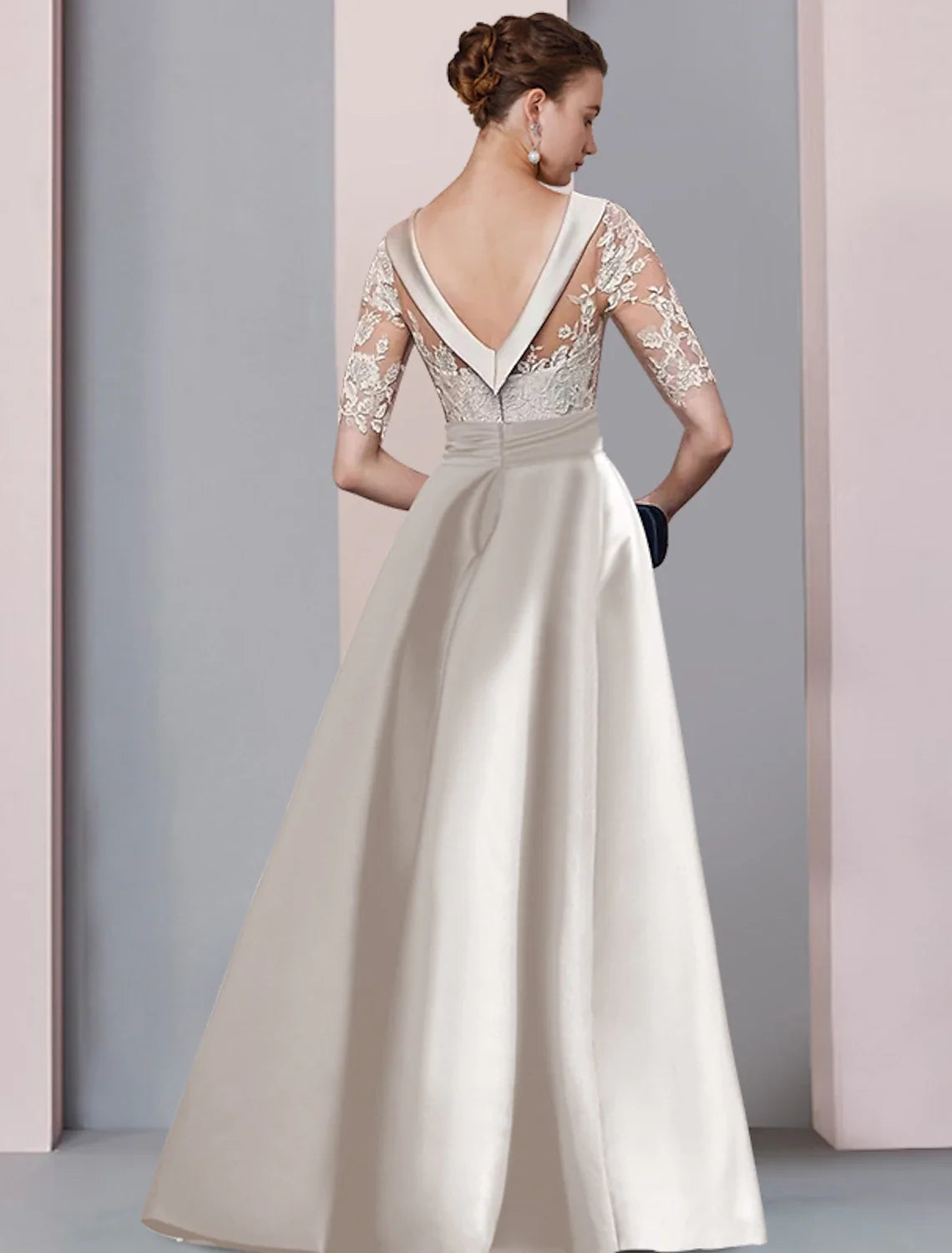 A-Line Satin Applique Floor-Length Wedding Dress - Chloe Dress