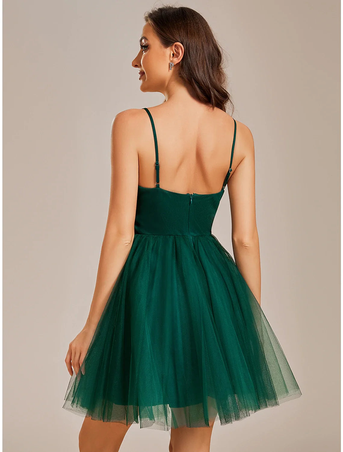 A-Line Spaghetti Strap Tulle Sleeveless Mini Cocktail Dress - Chloe Dress