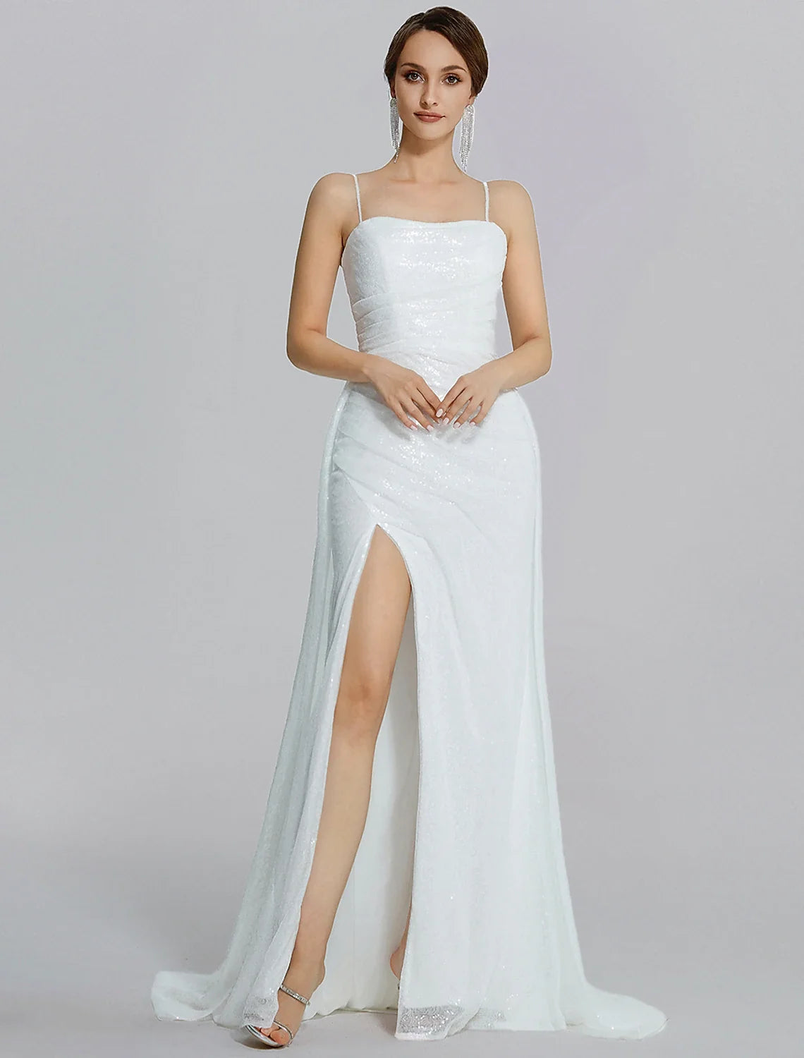 Mermaid Cowl Neck Sequin Sleeveless High Slit Floor-Length Prom Dress - Chloe Dress