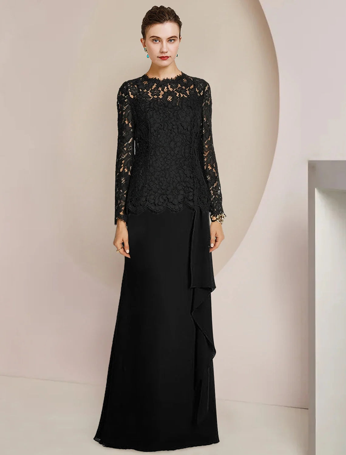 A-Line Chiffon Long Sleeve Floor-Length Wedding Dress - Chloe Dress