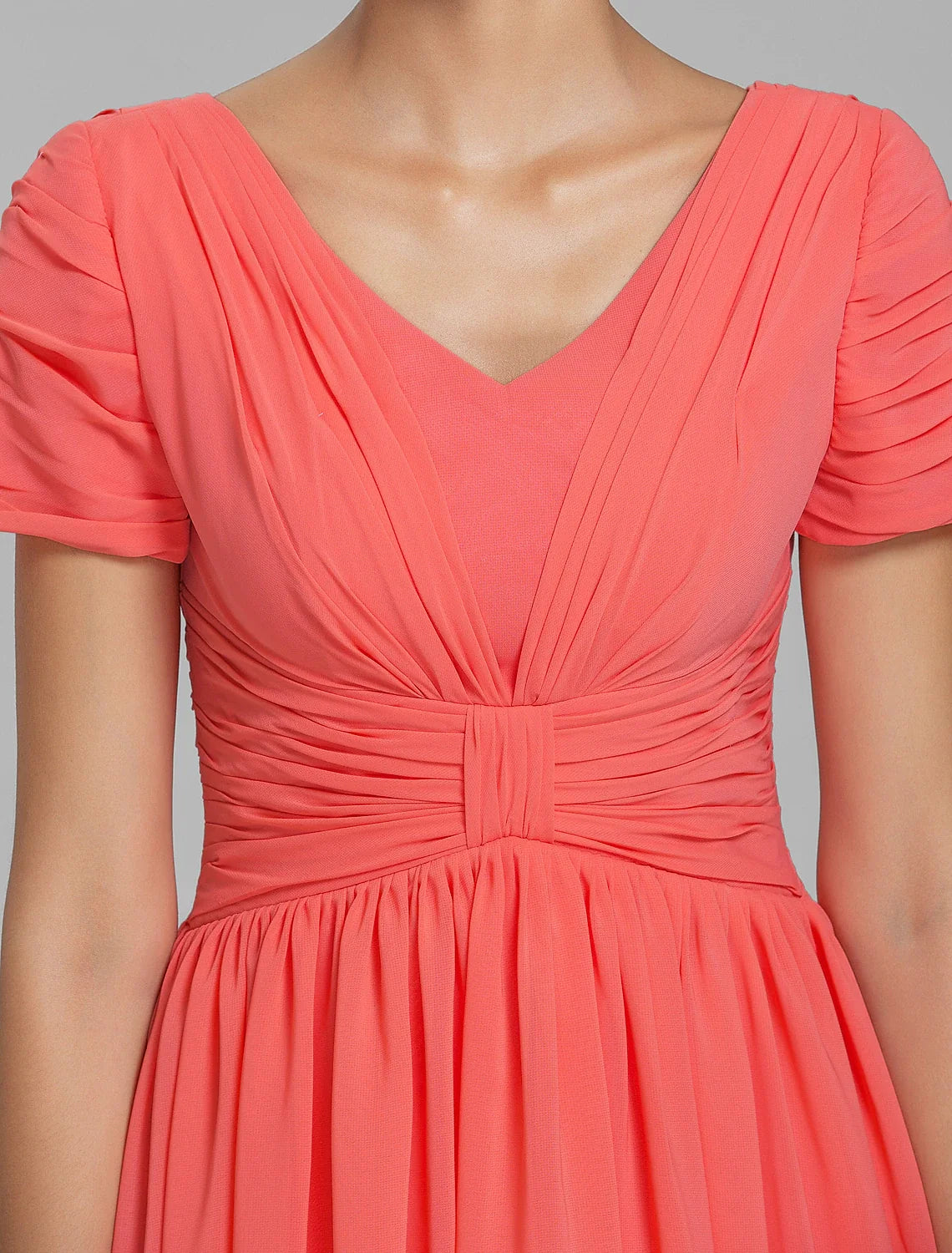 Sheath V-Neck Chiffon Short Sleeve Mini Wedding Dress - Chloe Dress