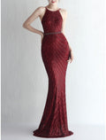 Mermaid Spaghetti Strap Chiffon Sleeveless Pleated Evening Gown - Chloe Dress