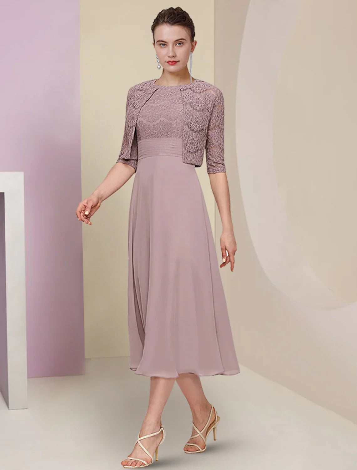 Chiffon Tea-Length Wedding Dress - Chloe Dress