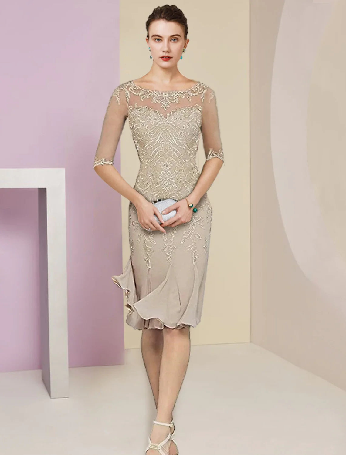 Mermaid Chiffon Pleated Knee-Length Wedding Dress - Chloe Dress
