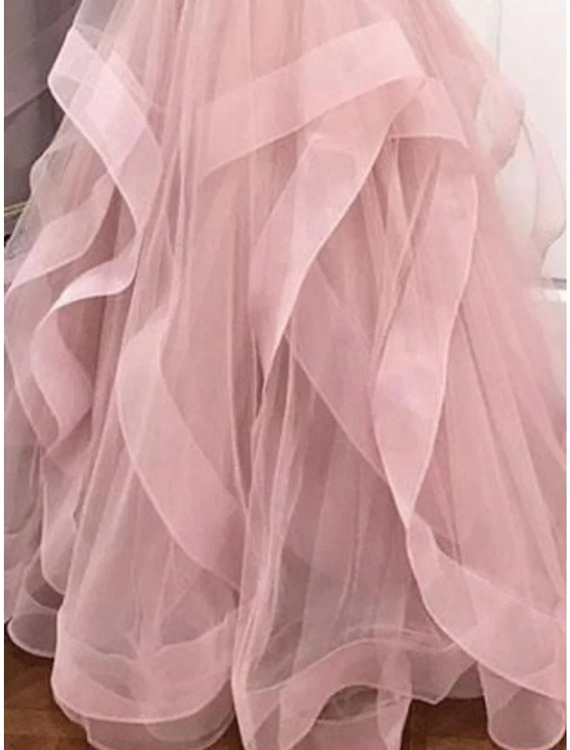 Ball Gown V-Neck Organza Sleeveless Backless Ruffled Floor-Length Prom Gown - Chloe Dress