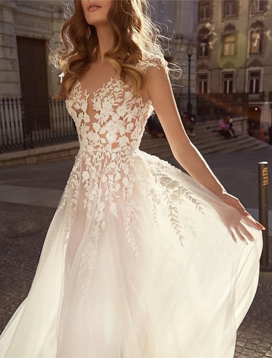 A-Line Organza Sleeveless Floor-Length Wedding Gown - Chloe Dress