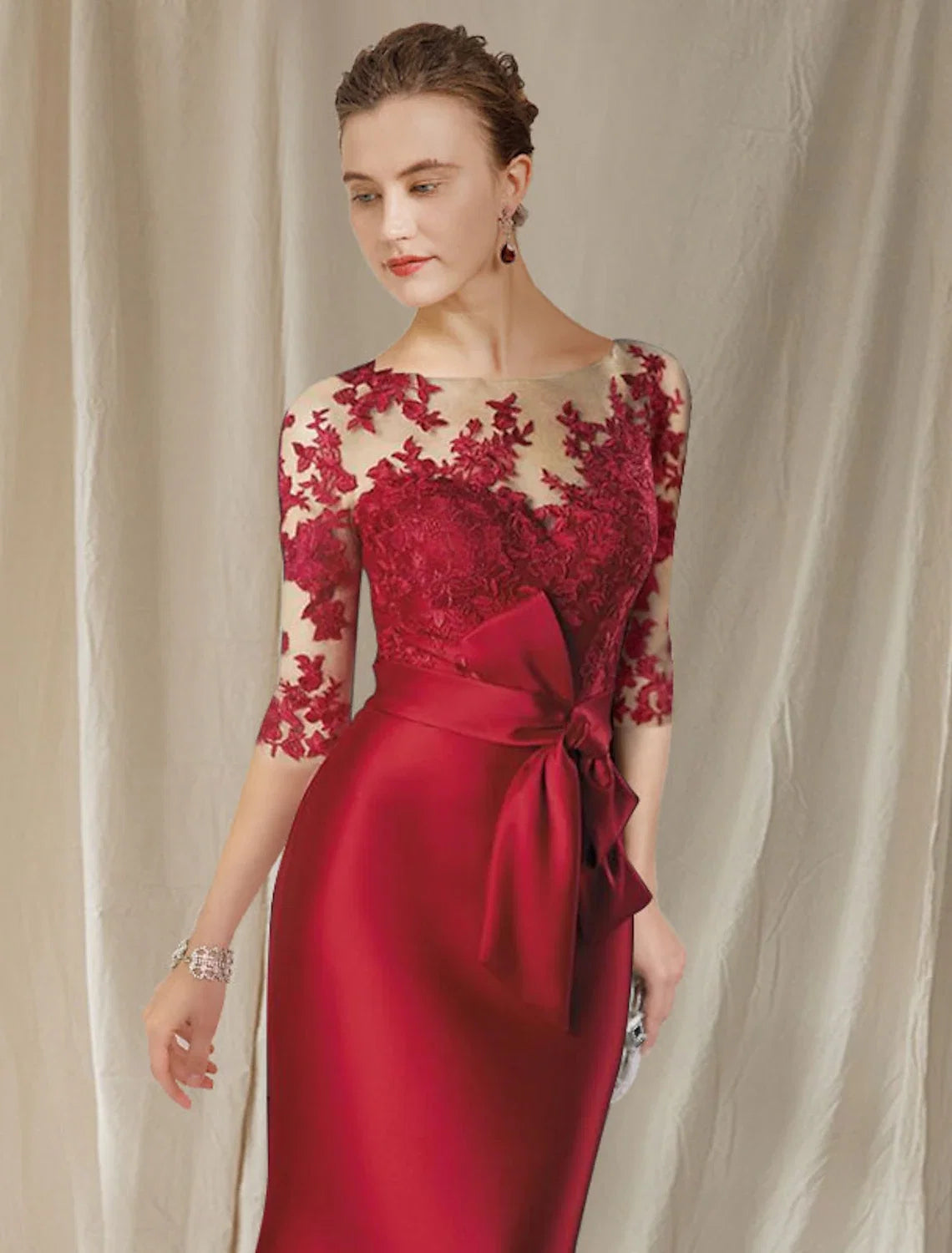 Mermaid Satin Applique Floor-Length Dress - Chloe Dress