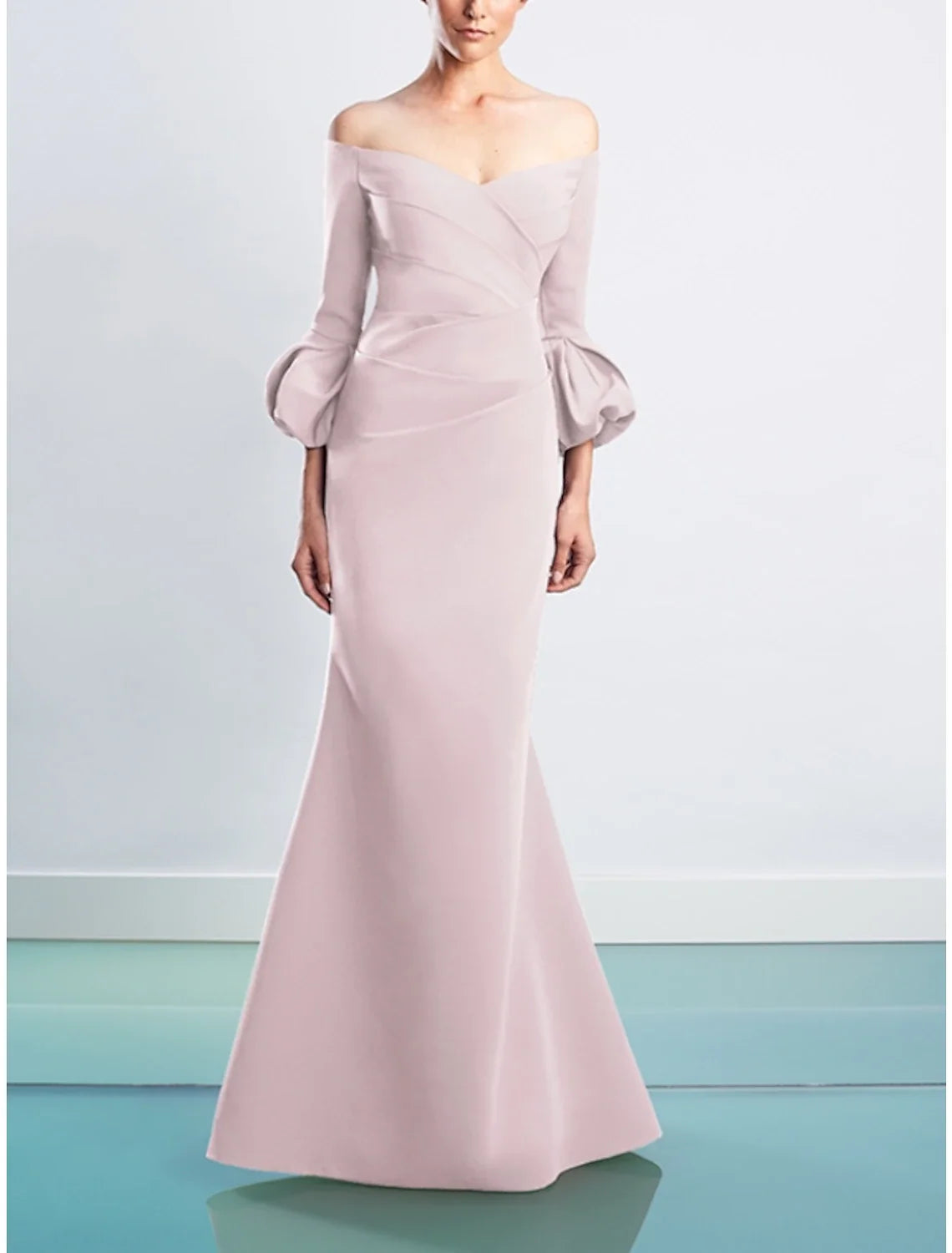 Sheath Off-Shoulder Three-Quarter Sleeve Floor-Length Evening Gown - Chloe Dress