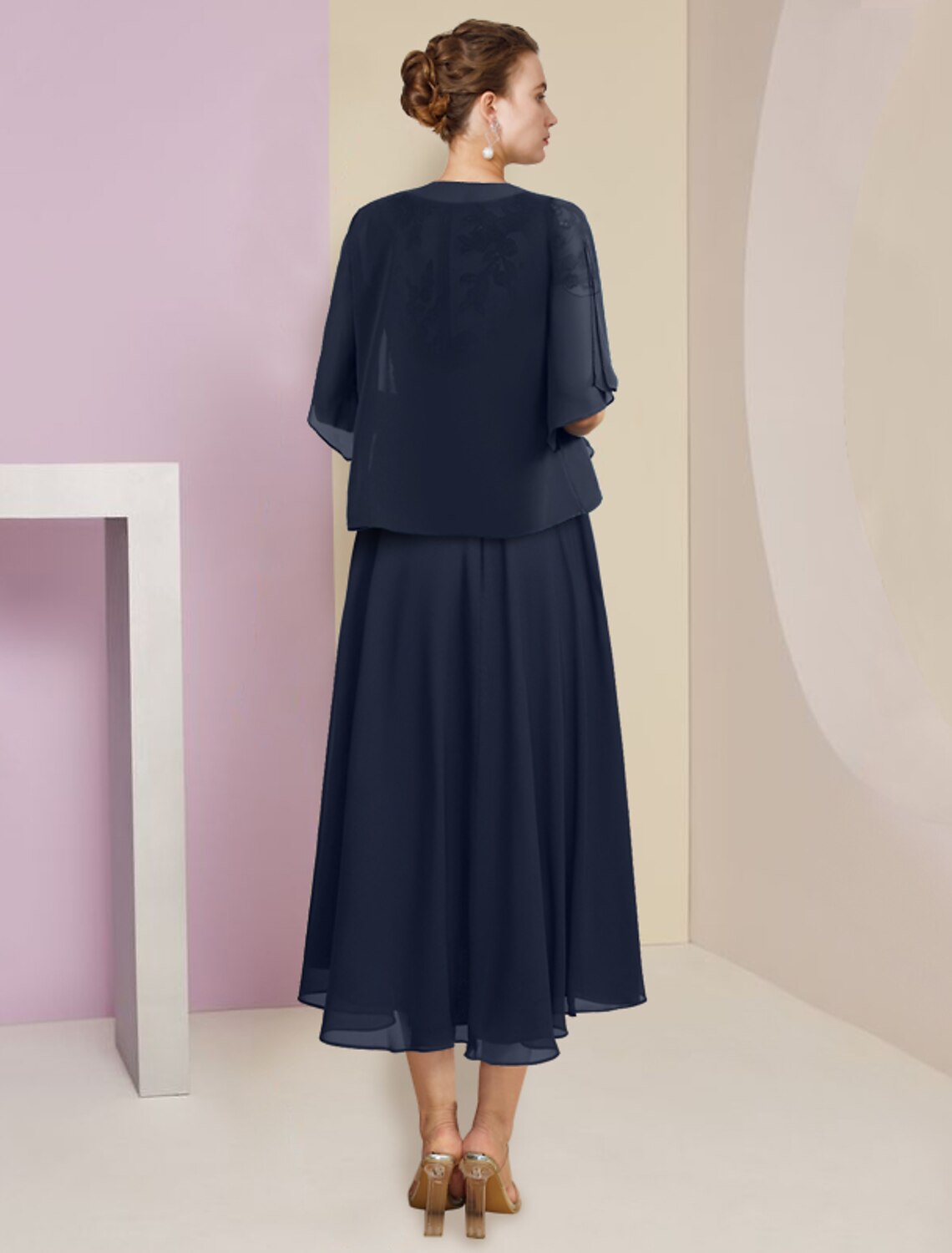 A-Line Chiffon Short Sleeve Pleated Mini Wedding Dress - Chloe Dress