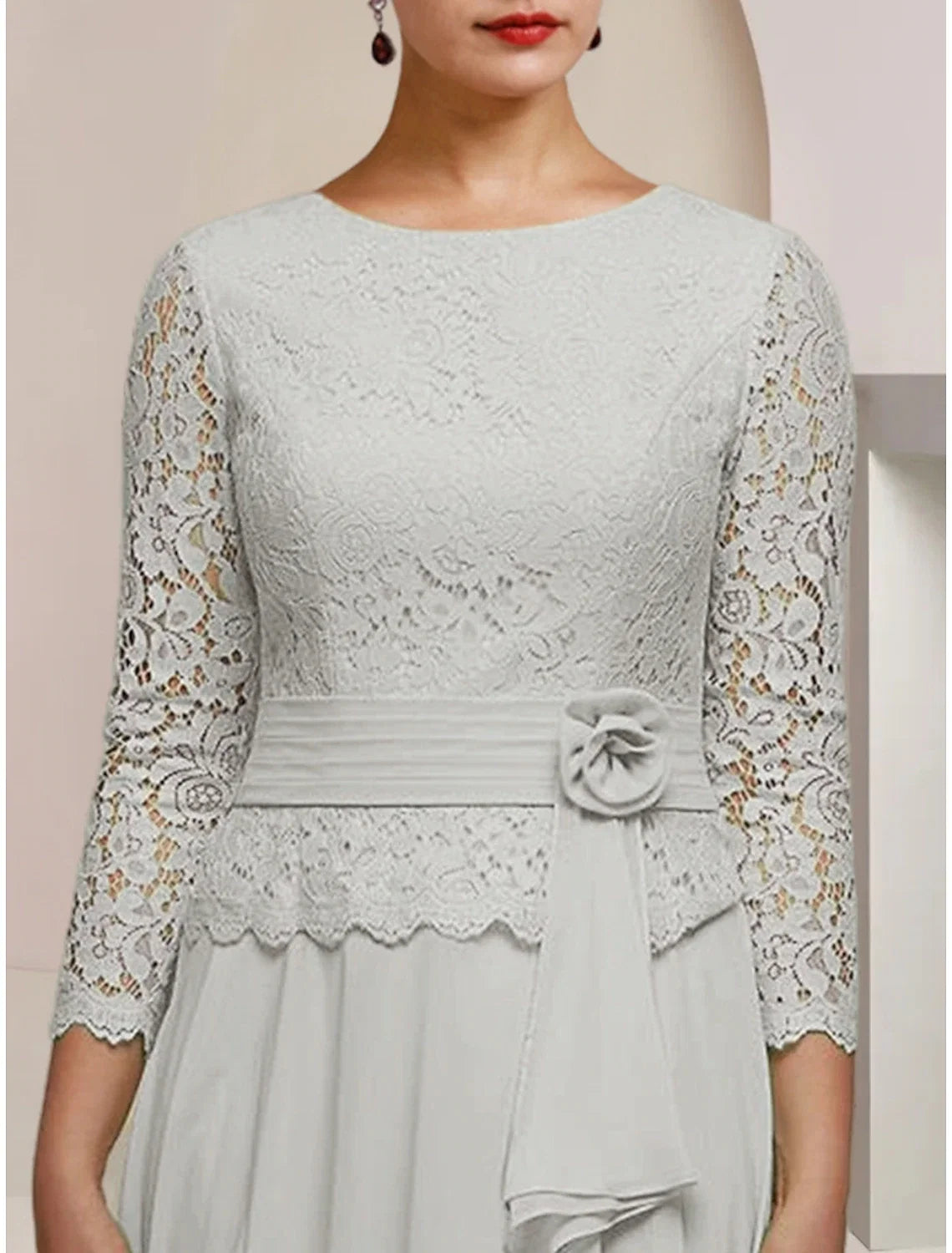 A-Line Chiffon Long Sleeve Pleated Ankle-Length Wedding Dress - Chloe Dress
